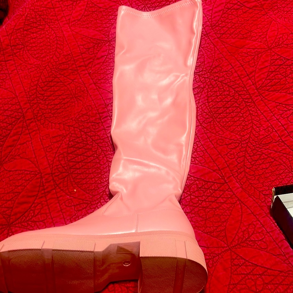 hot pink thigh high boots